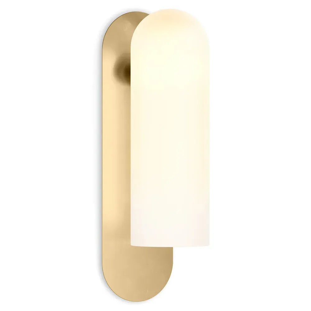 Odyssey Large Cylinder Sconce - Burnished Brass, Glass