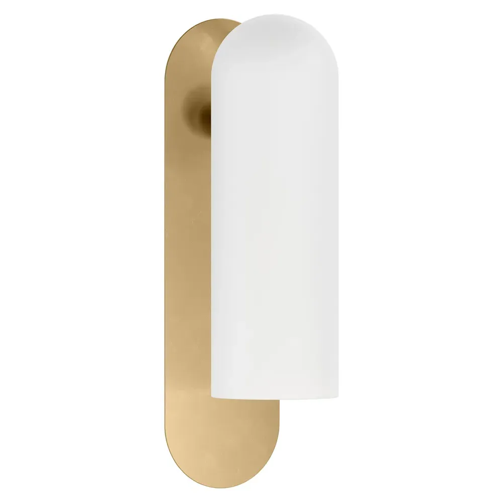 Odyssey Large Cylinder Sconce - Burnished Brass, Glass
