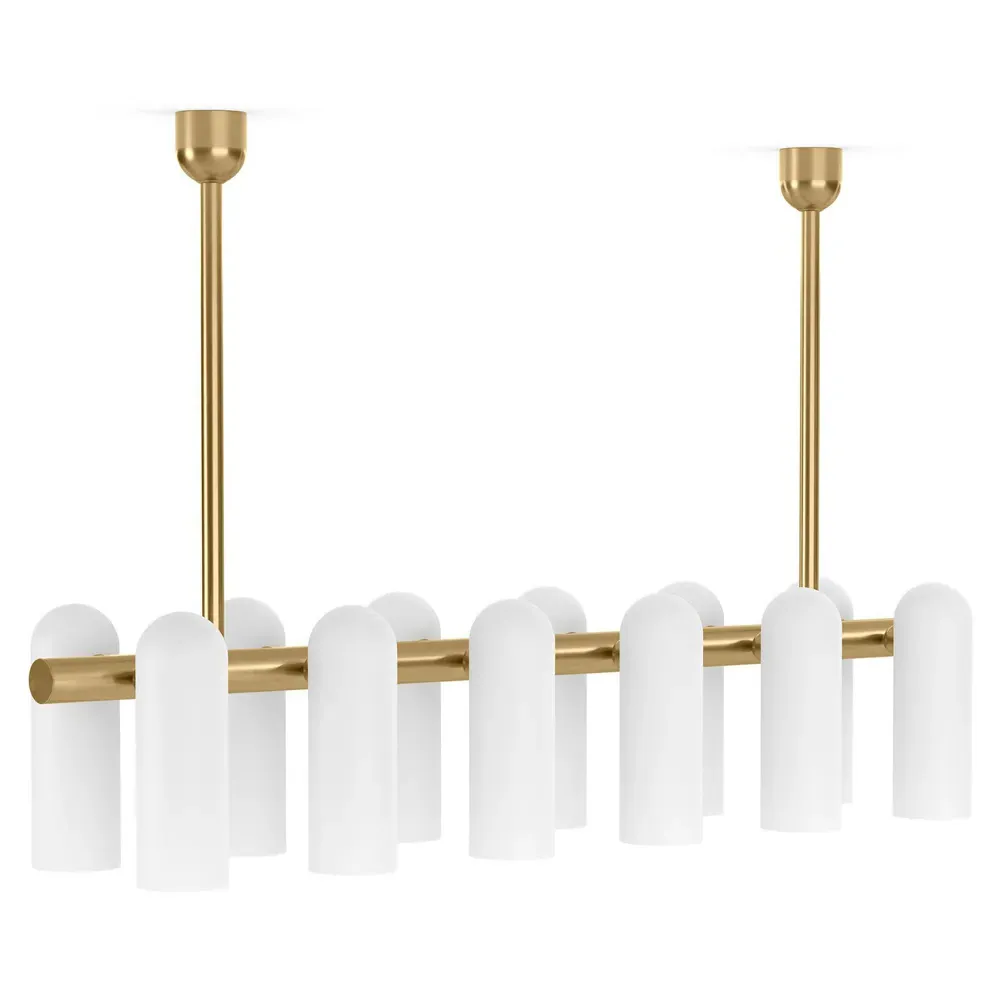 Odyssey Linear Chandelier - Burnished Brass, Glass