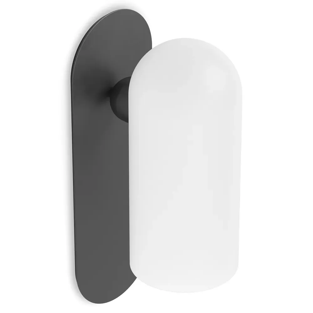 Odyssey Medium Cylinder Sconce - Black Gunmetal, Glass