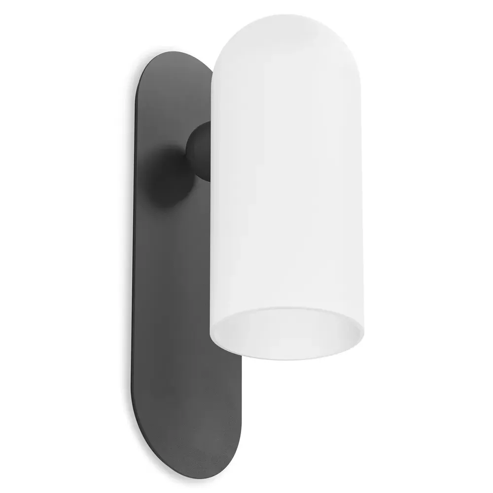 Odyssey Medium Cylinder Sconce - Black Gunmetal, Glass