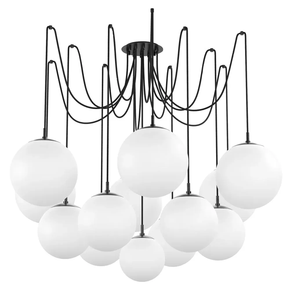 Schwung Spider Globe Chandelier - Black Gunmetal, Matte White