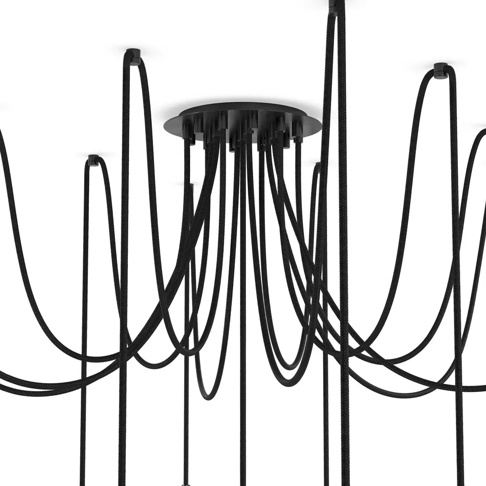 Schwung Spider Globe Chandelier - Black Gunmetal, Matte White