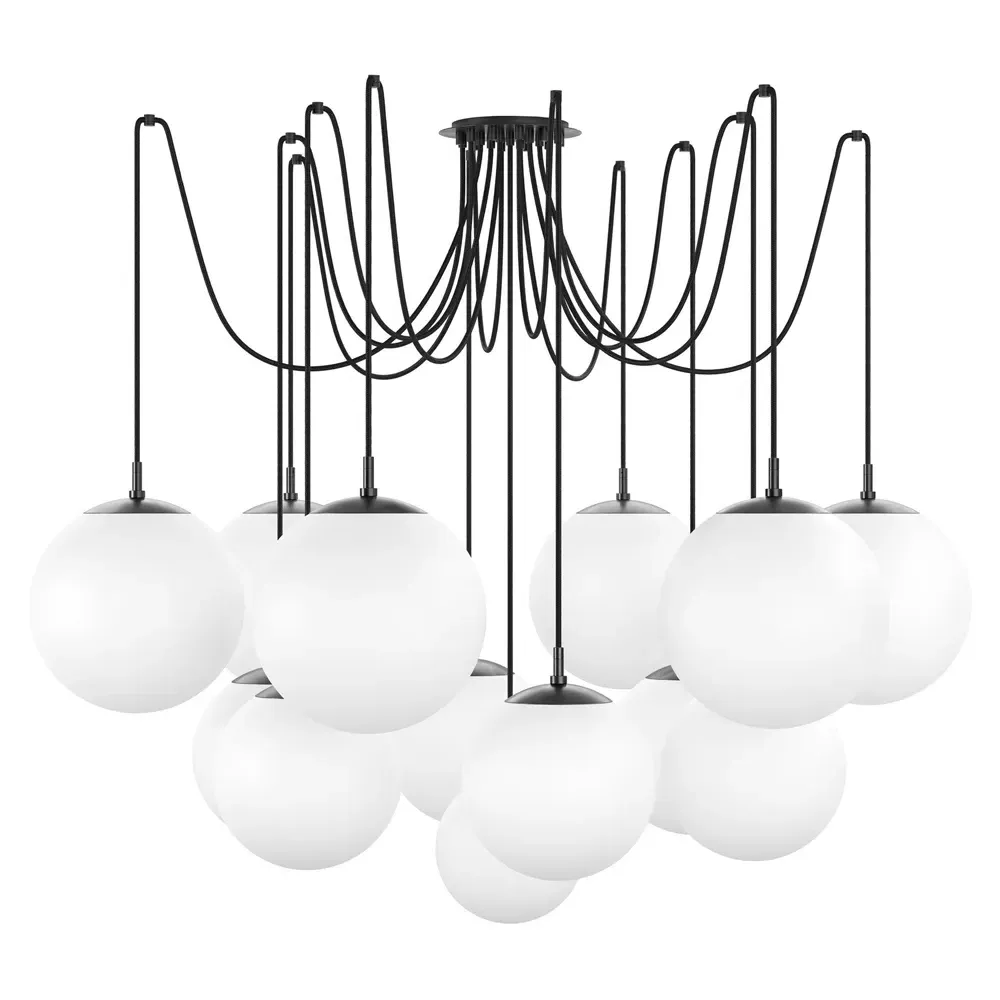 Schwung Spider Globe Chandelier - Black Gunmetal, Matte White image