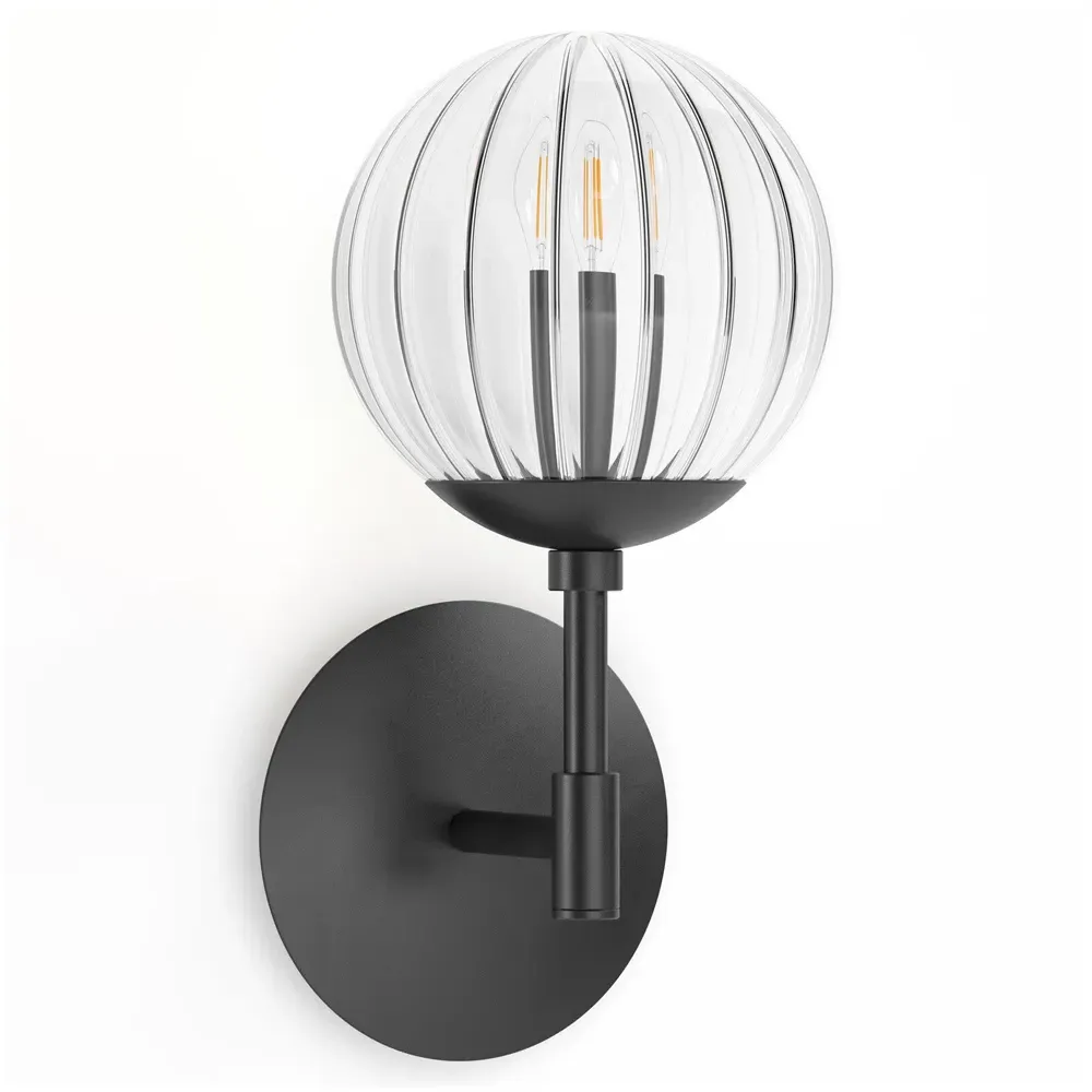 Sunset Ribbon Glass Globe Wall Sconce - Black Gunmetal