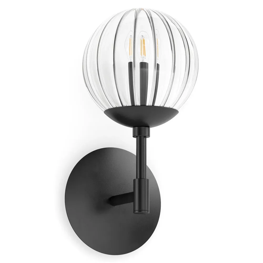 Sunset Ribbon Glass Globe Wall Sconce - Black Gunmetal