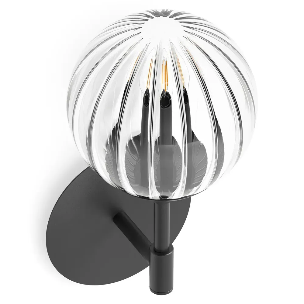 Sunset Ribbon Glass Globe Wall Sconce - Black Gunmetal