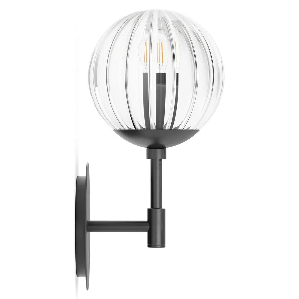 Sunset Ribbon Glass Globe Wall Sconce - Black Gunmetal