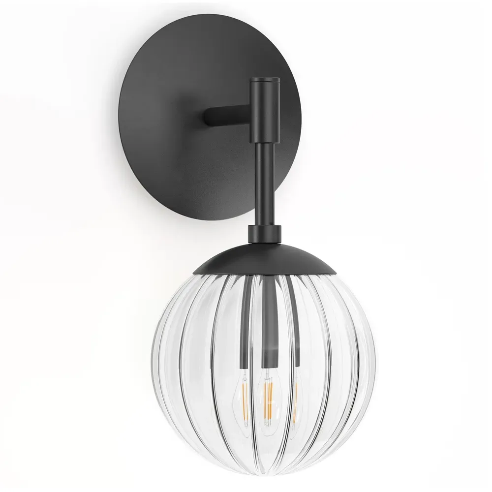 Sunset Ribbon Glass Globe Wall Sconce - Black Gunmetal