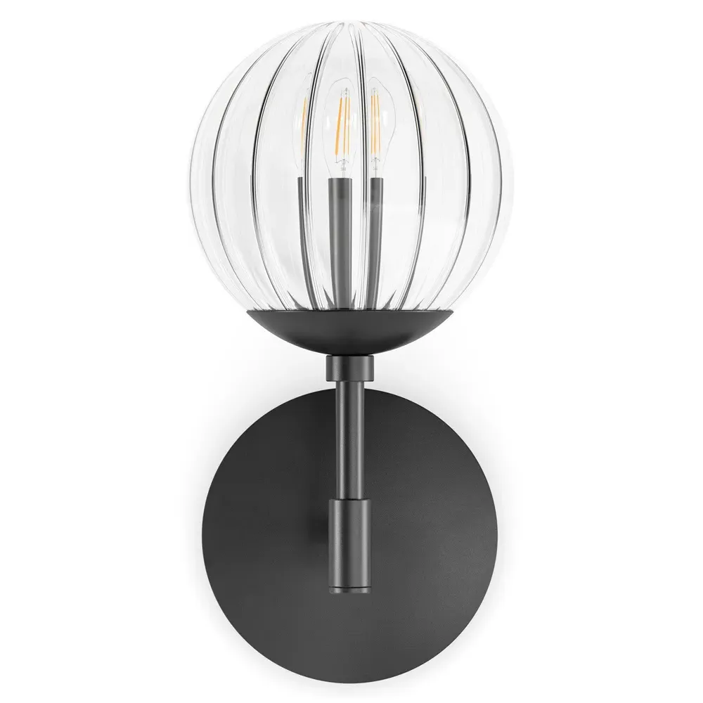Sunset Ribbon Glass Globe Wall Sconce - Black Gunmetal