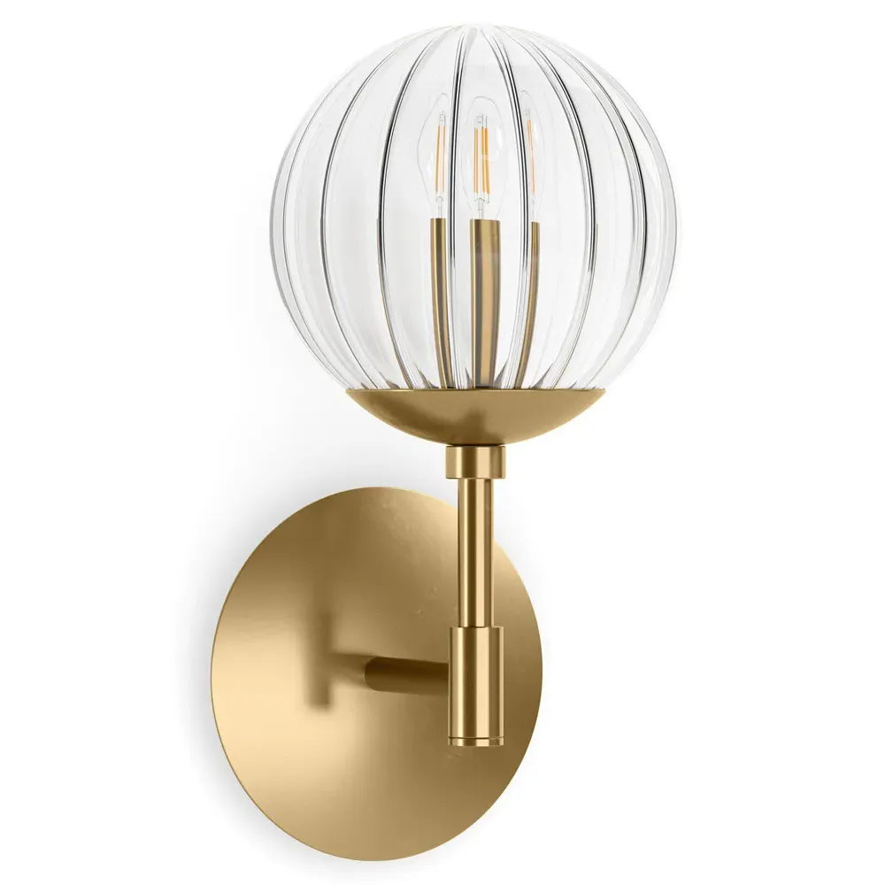 Sunset Ribbon Glass Globe Wall Sconce - Burnished Brass