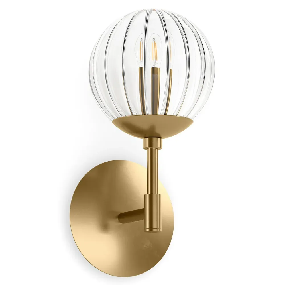 Sunset Ribbon Glass Globe Wall Sconce - Burnished Brass