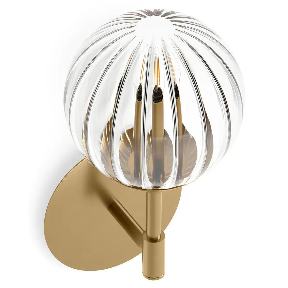 Sunset Ribbon Glass Globe Wall Sconce - Burnished Brass