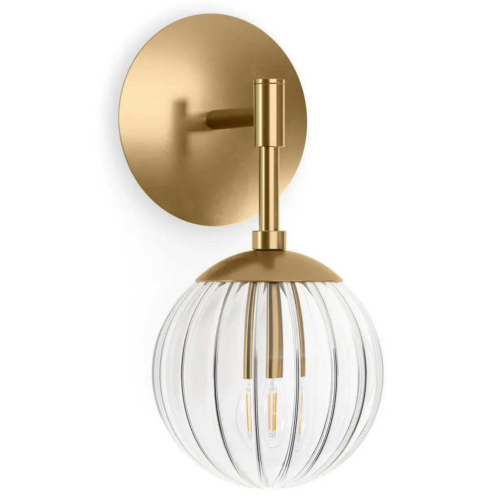 Sunset Ribbon Glass Globe Wall Sconce - Burnished Brass