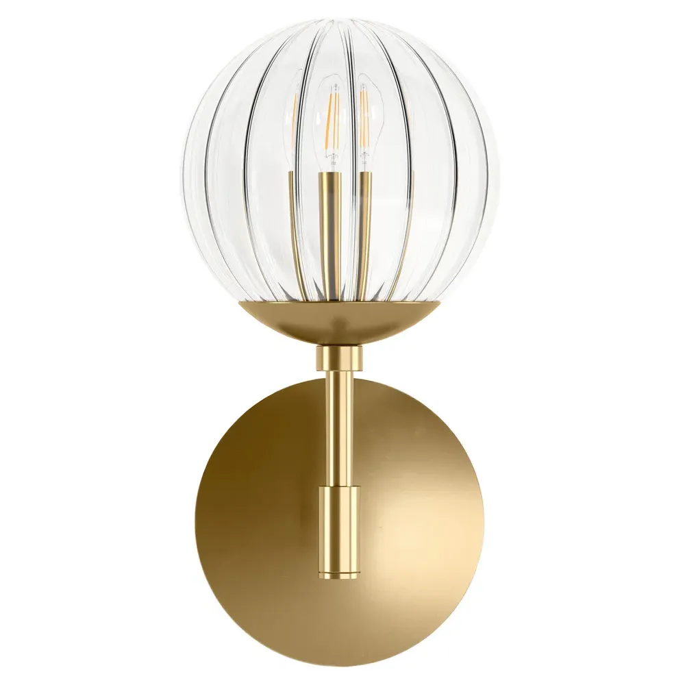 Sunset Ribbon Glass Globe Wall Sconce - Burnished Brass