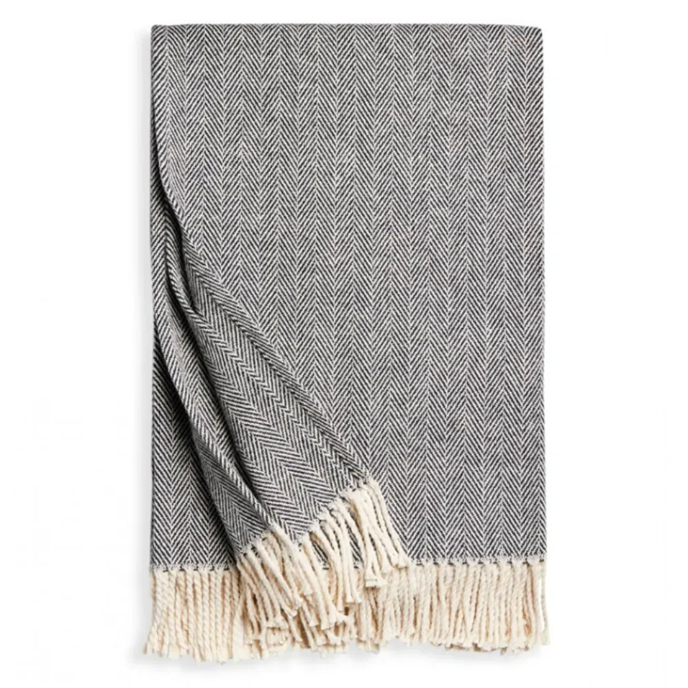 Celine Throw Blanket - Black, Cotton