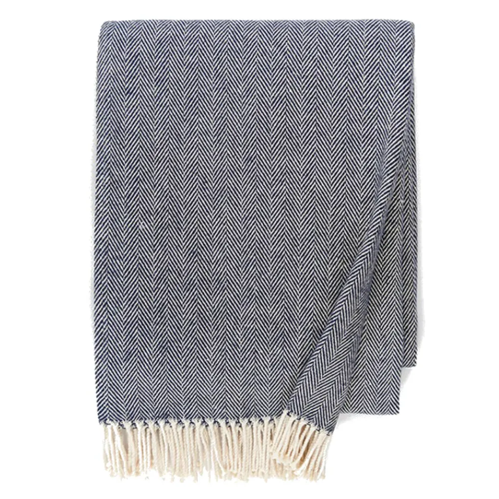Celine Throw Blanket - Navy Blue, Cotton