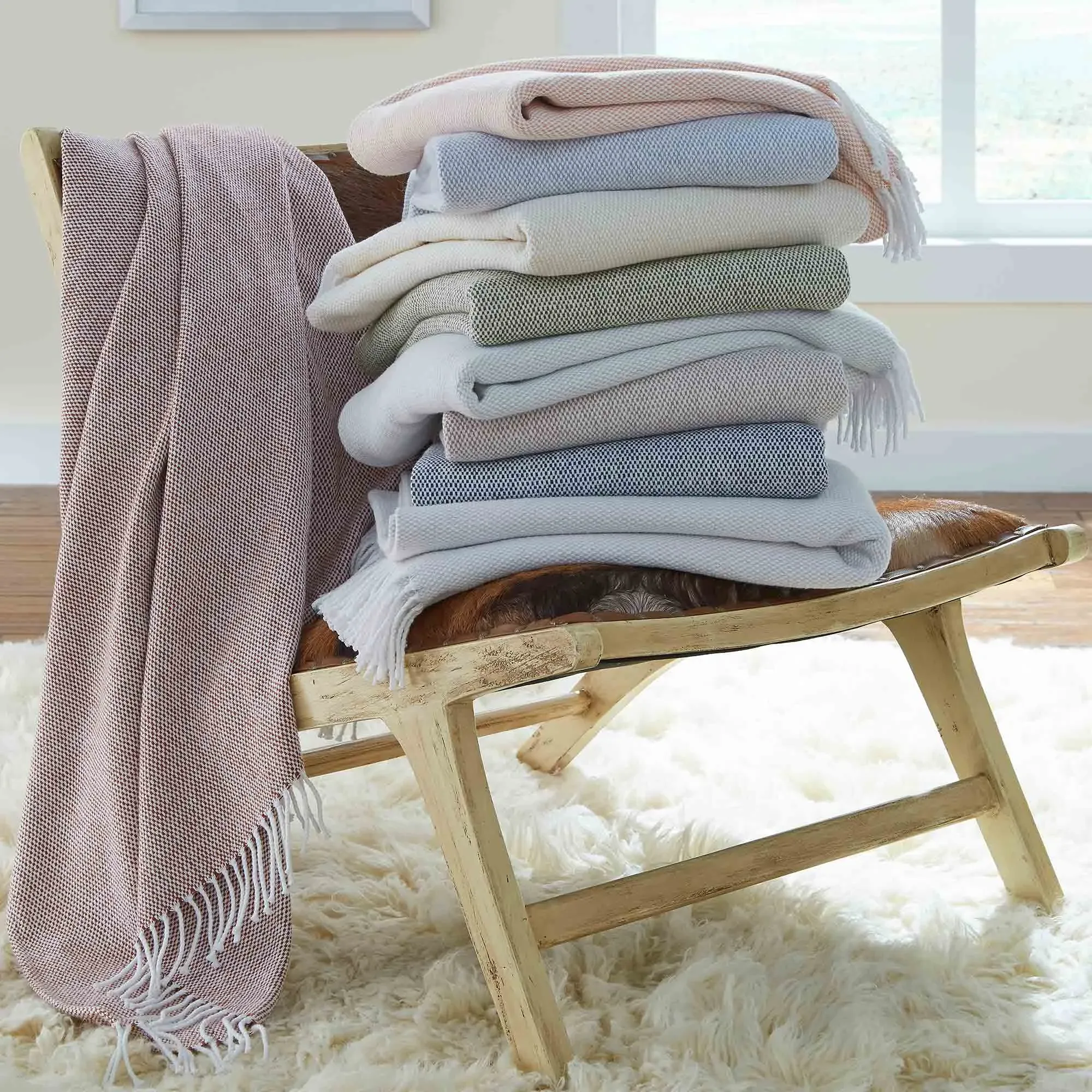 Coastal Terzo Throw Blanket - Tin, Cotton