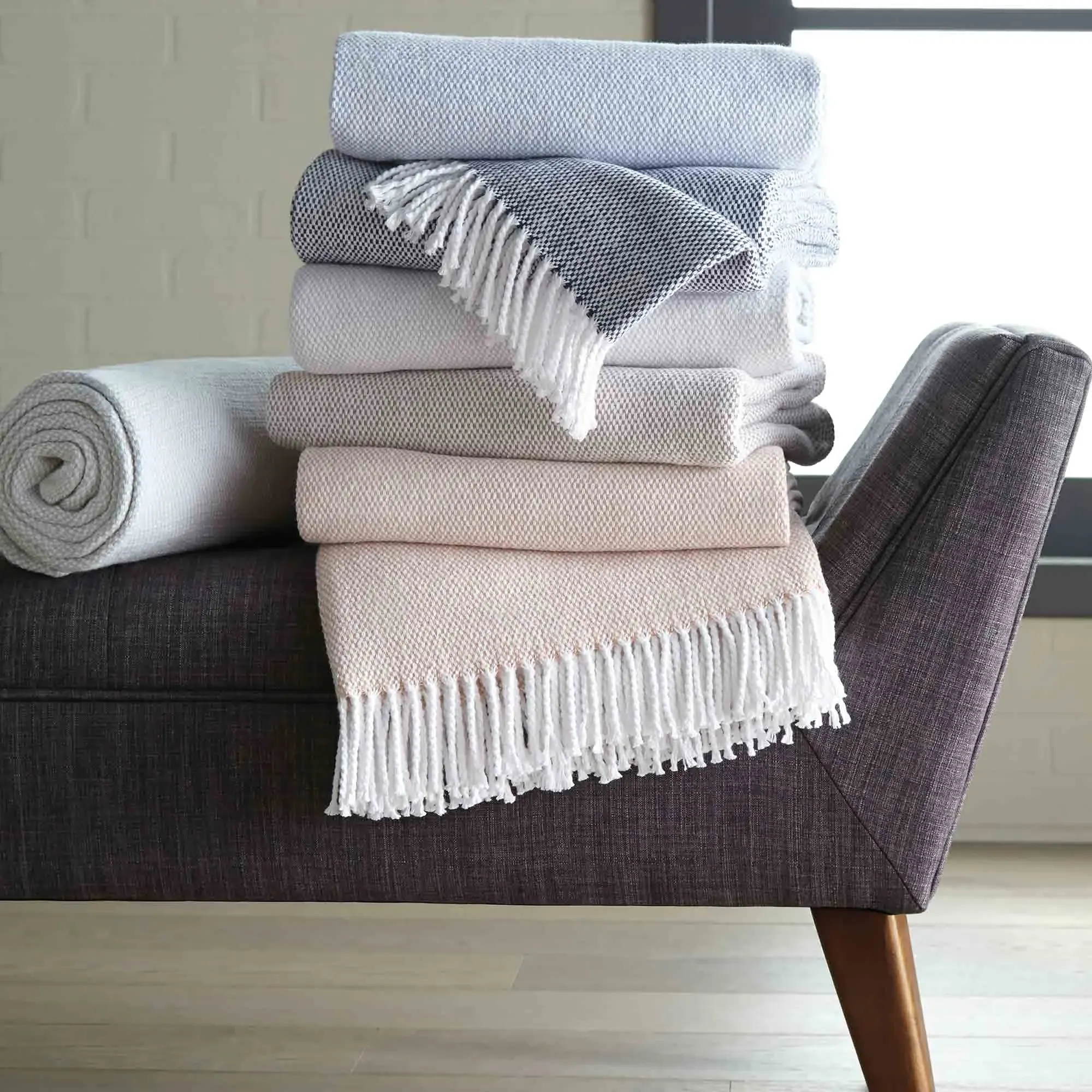 Coastal Terzo Throw Blanket - Tin, Cotton