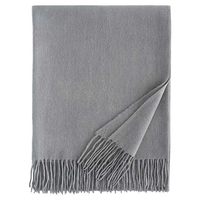 Dorsey Throw Blanket - Silver, Cashmere