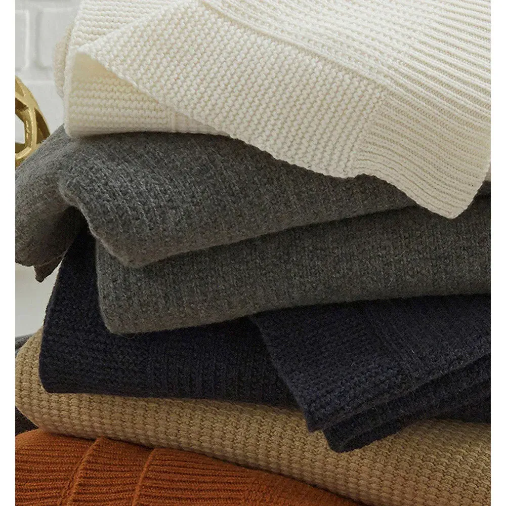 Pettra Ribbed Throw Blanket - Beige, Lambs Wool