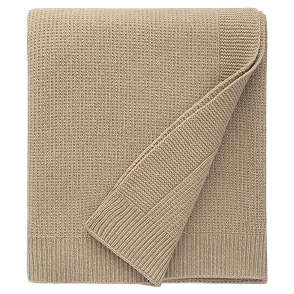 Pettra Ribbed Throw Blanket - Beige, Lambs Wool image