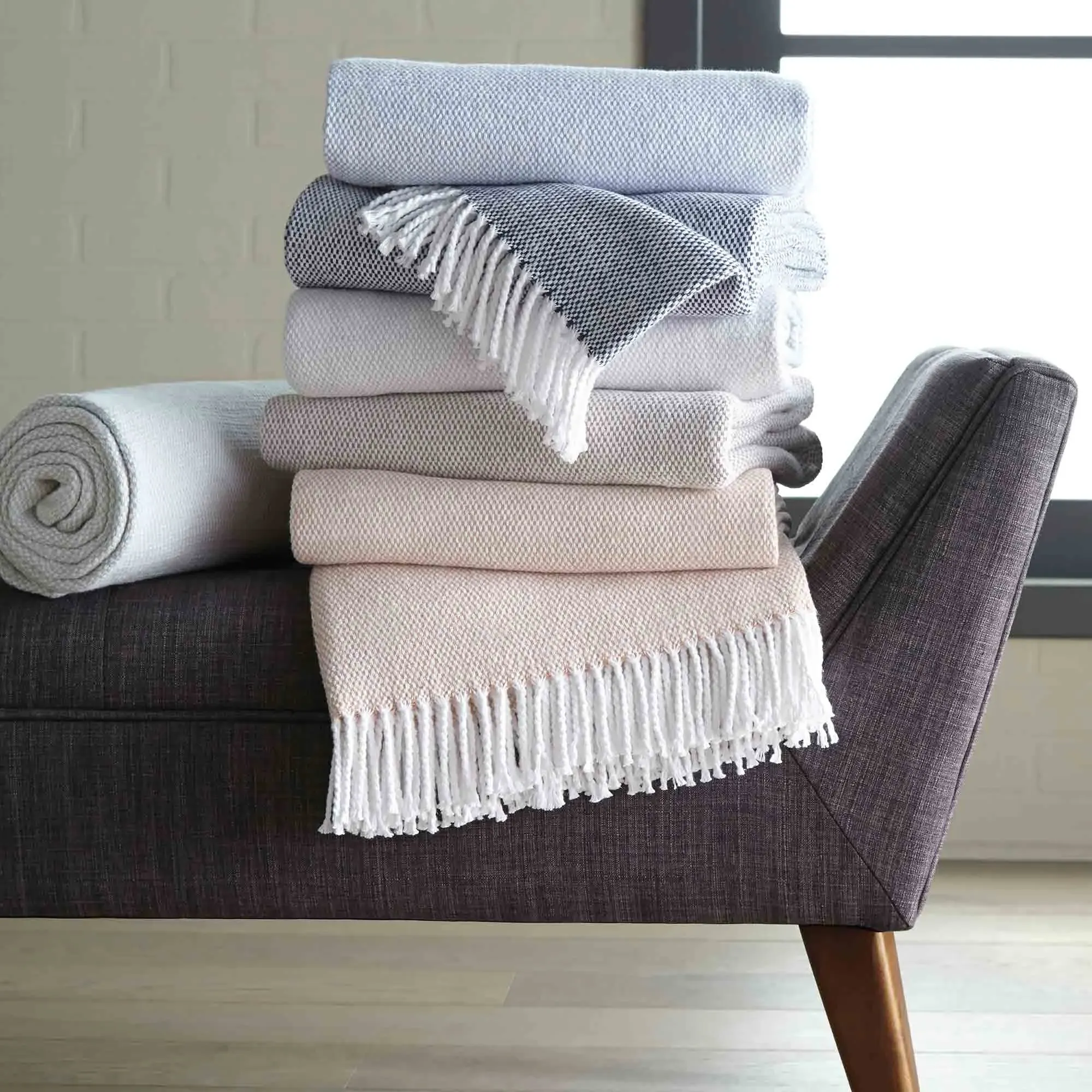 Terzo Throw Blanket - Mushroom, Cotton