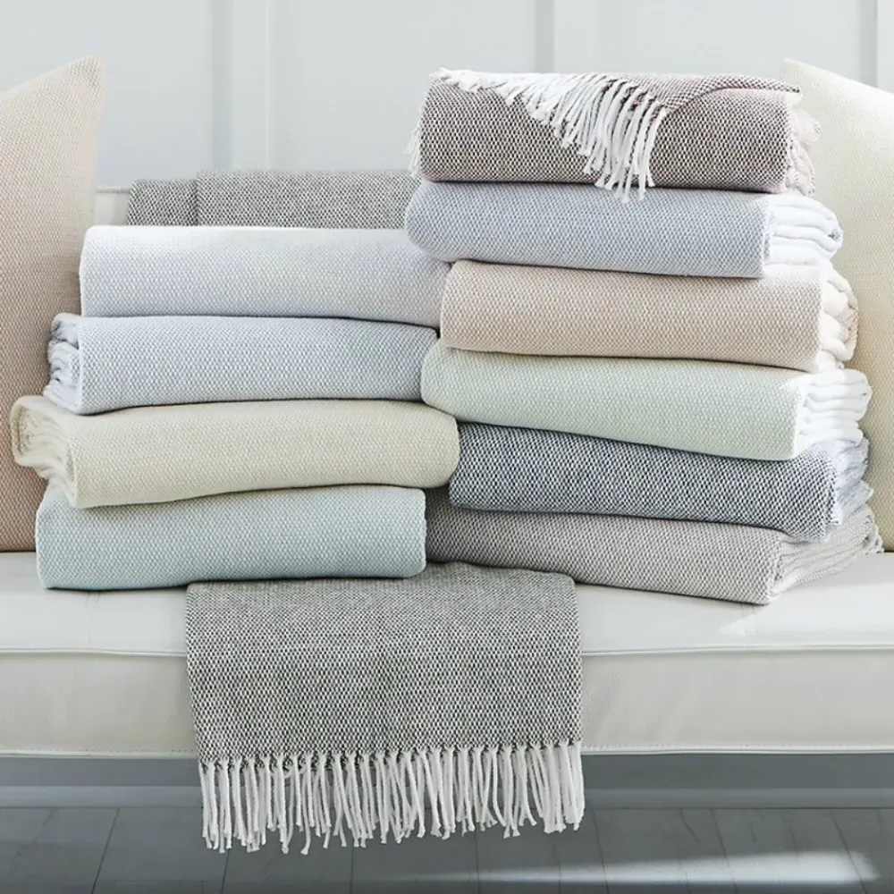 Terzo Throw Blanket - Ocean Blue, Cotton