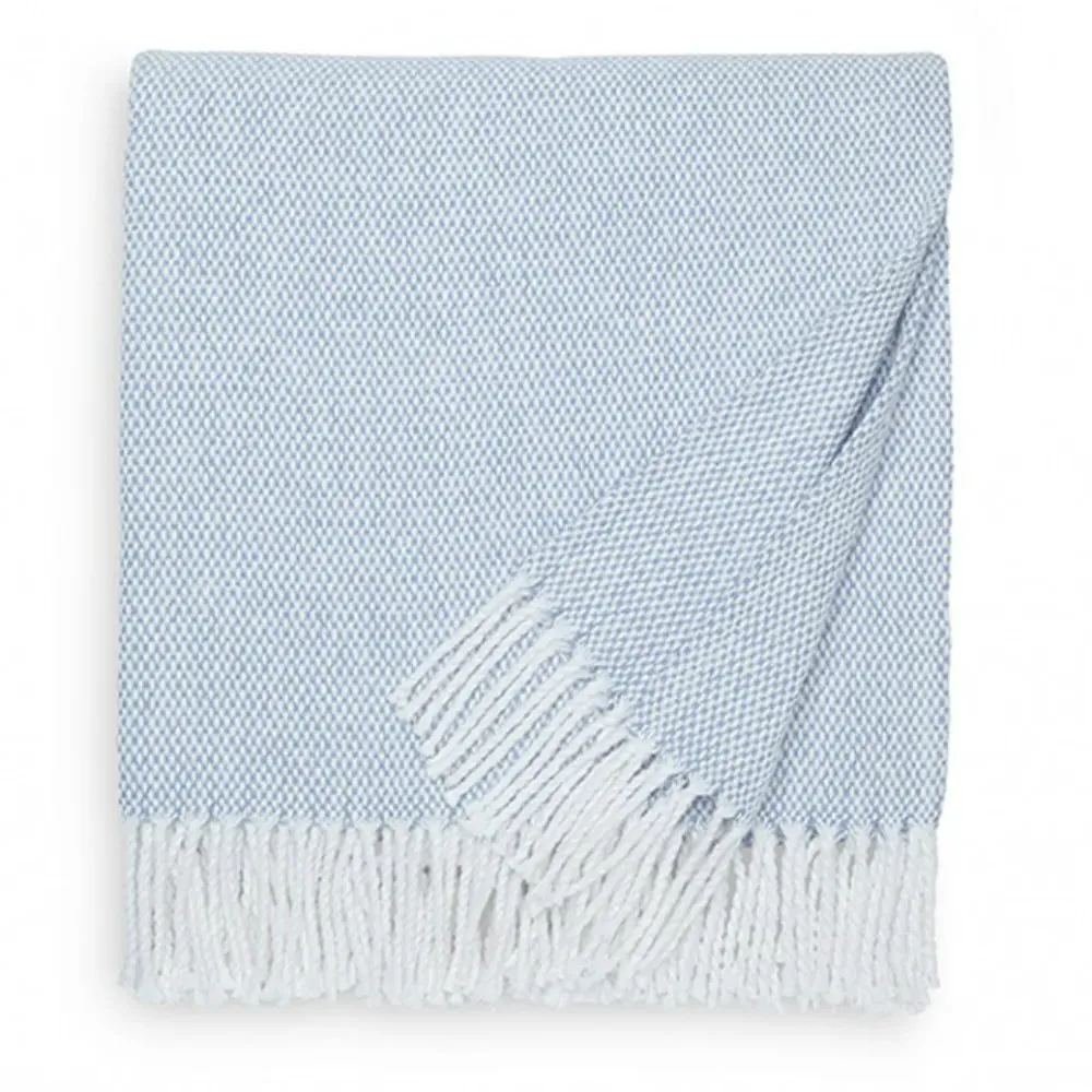 Terzo Throw Blanket - Ocean Blue, Cotton