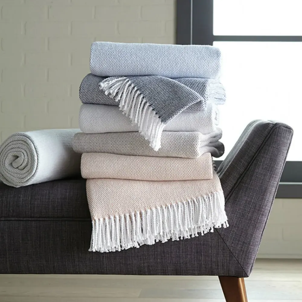 Terzo Throw Blanket - Poolside Blue, Cotton