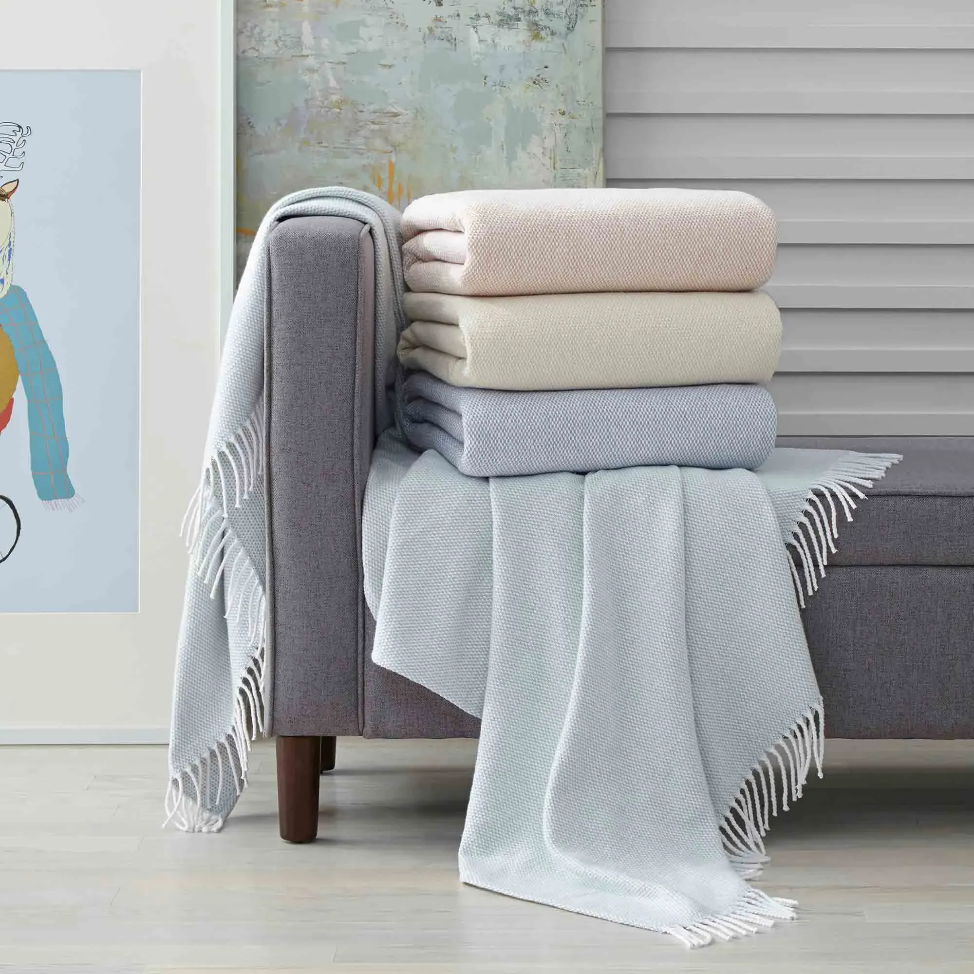Terzo Throw Blanket - Sand, Cotton