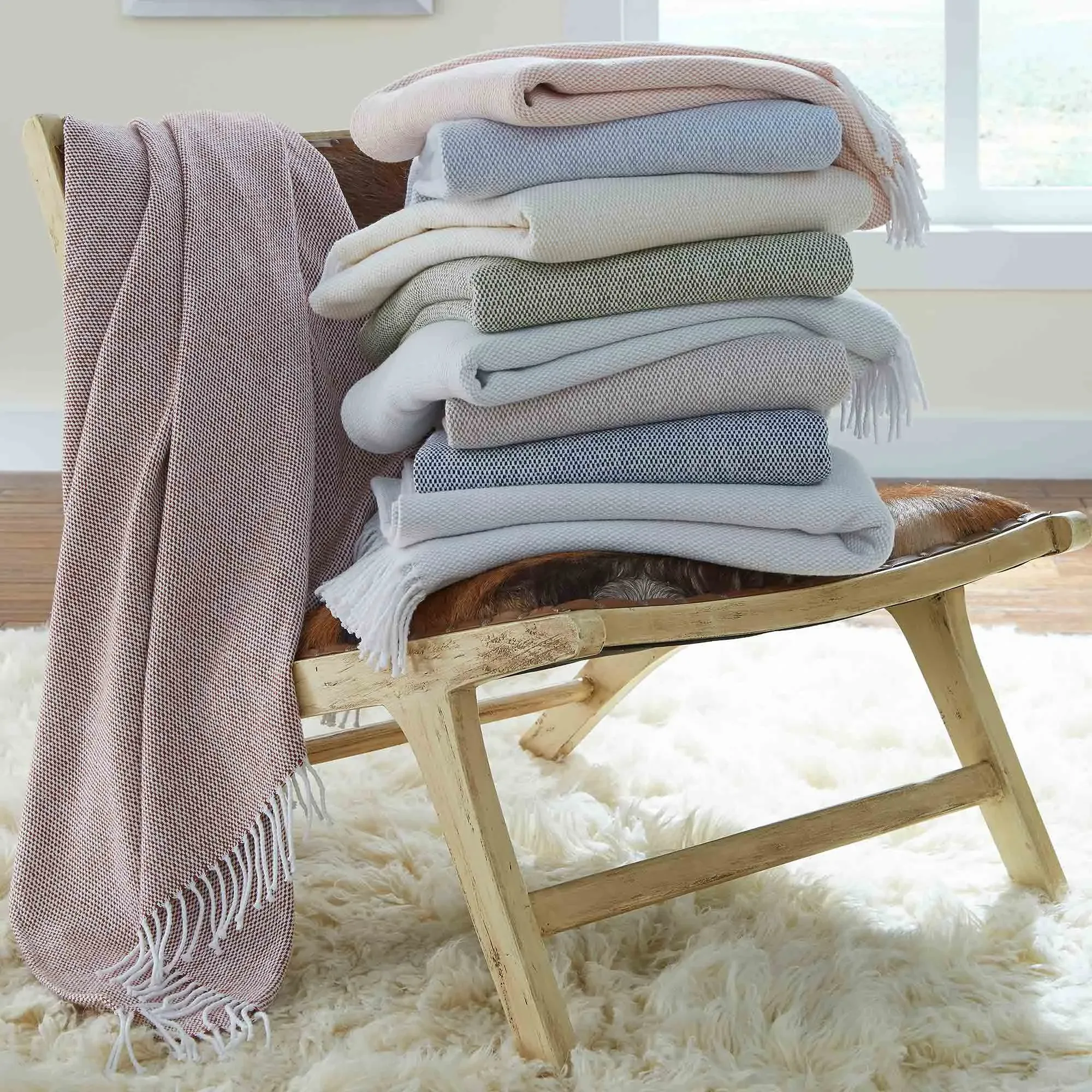 Terzo Throw Blanket - Sand, Cotton