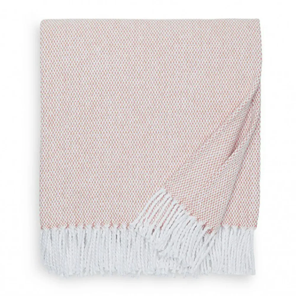 Terzo Throw Blanket with Fringe - Apricot, Cotton