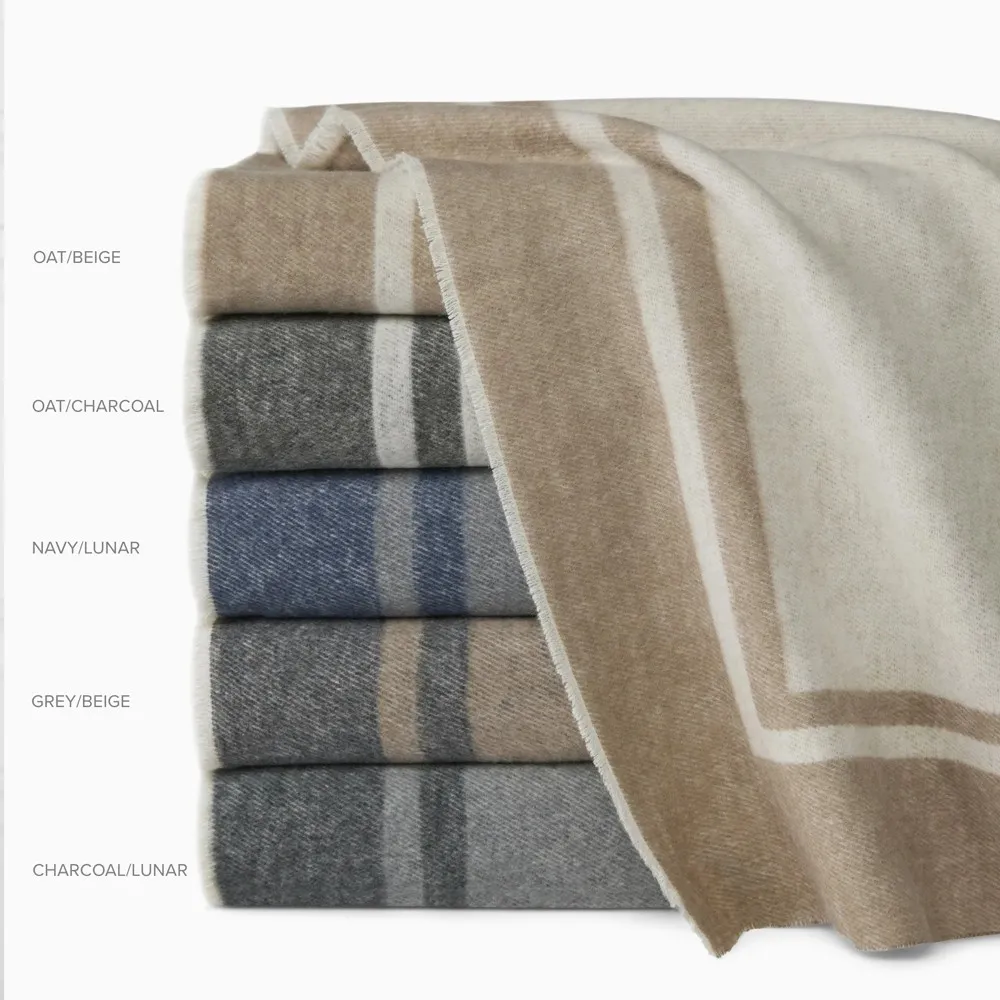 Viletta Border Throw Blanket - Beige, Cotton