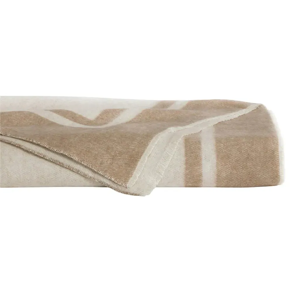 Viletta Border Throw Blanket - Beige, Cotton image