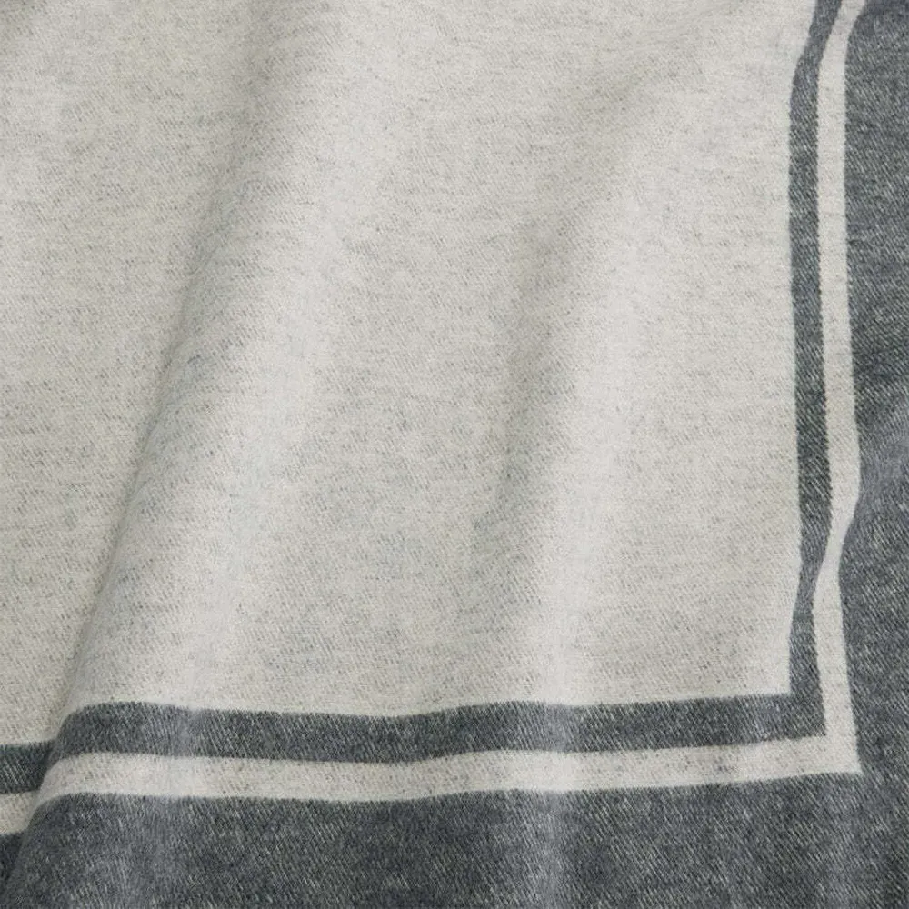 Viletta Border Throw Blanket - Charcoal, Cotton