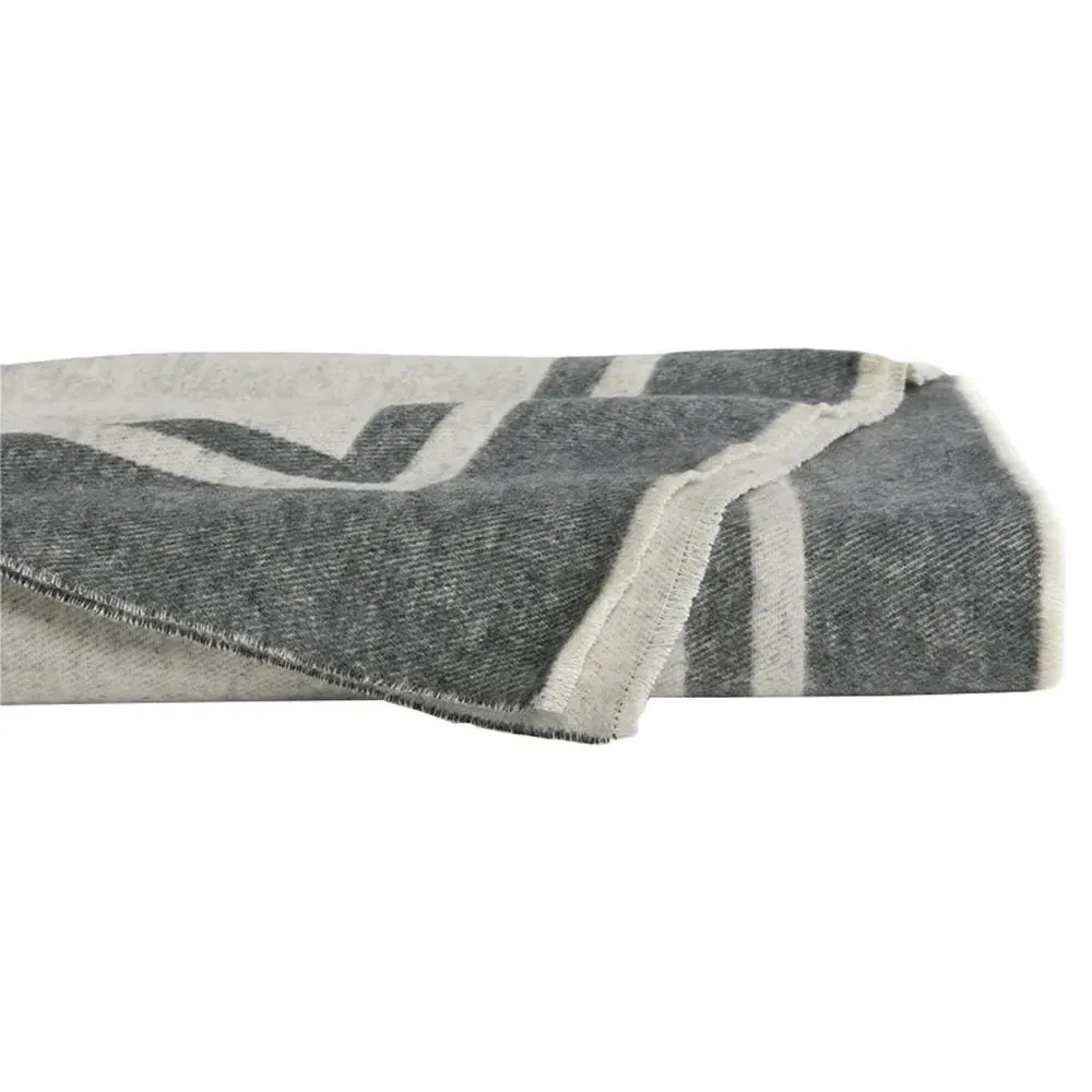 Viletta Border Throw Blanket - Charcoal, Cotton