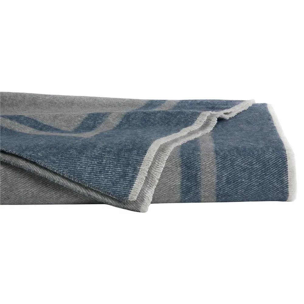 Viletta Border Throw Blanket - Navy, Cotton