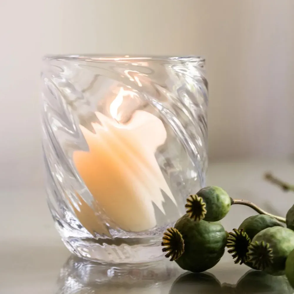 Calais Optic Glass Hurricane Candleholder - Clear