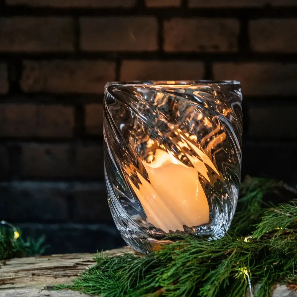 Calais Optic Glass Hurricane Candleholder - Clear