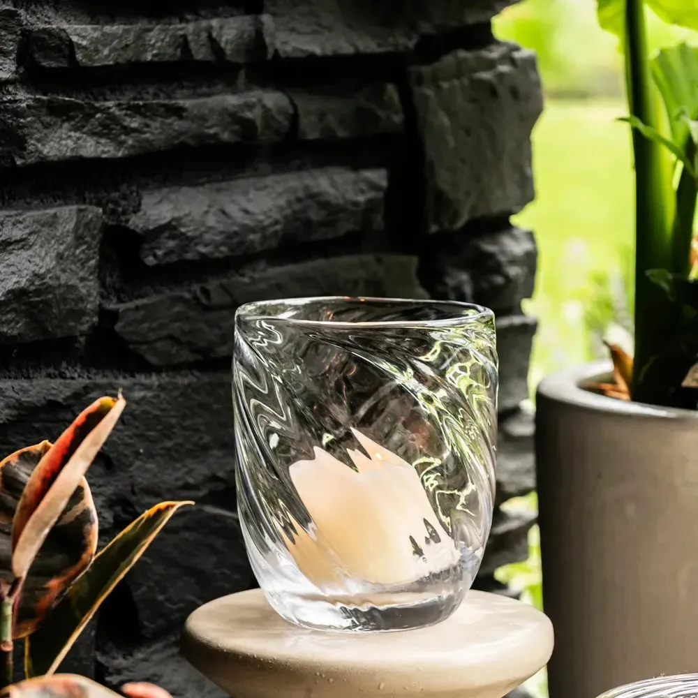 Calais Optic Glass Hurricane Candleholder - Clear