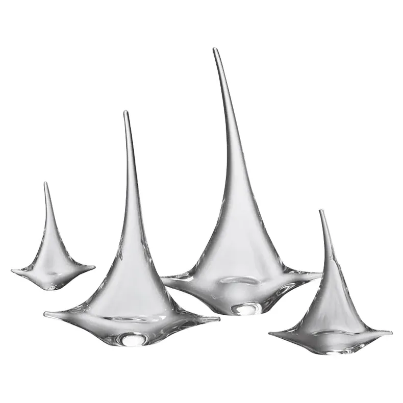 Coastal Beach Glass Small Sailboat Sculpture - Clear