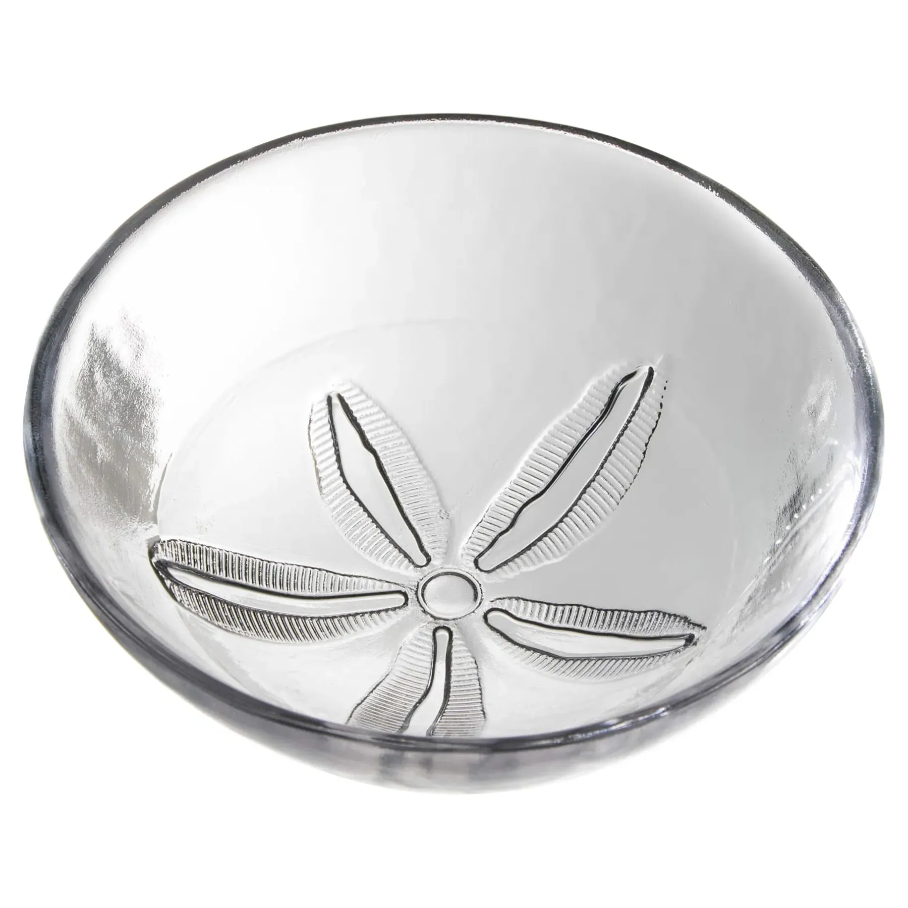Coastal Medium Sand Dollar Round Glass Bowl - Clear