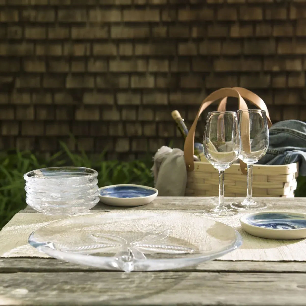 Coastal Sand Dollar Glass Platter - Clear