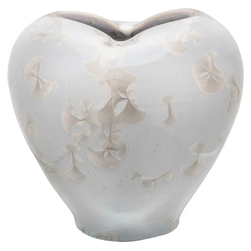 Crystalline Romance Heart Vase - White, Stoneware
