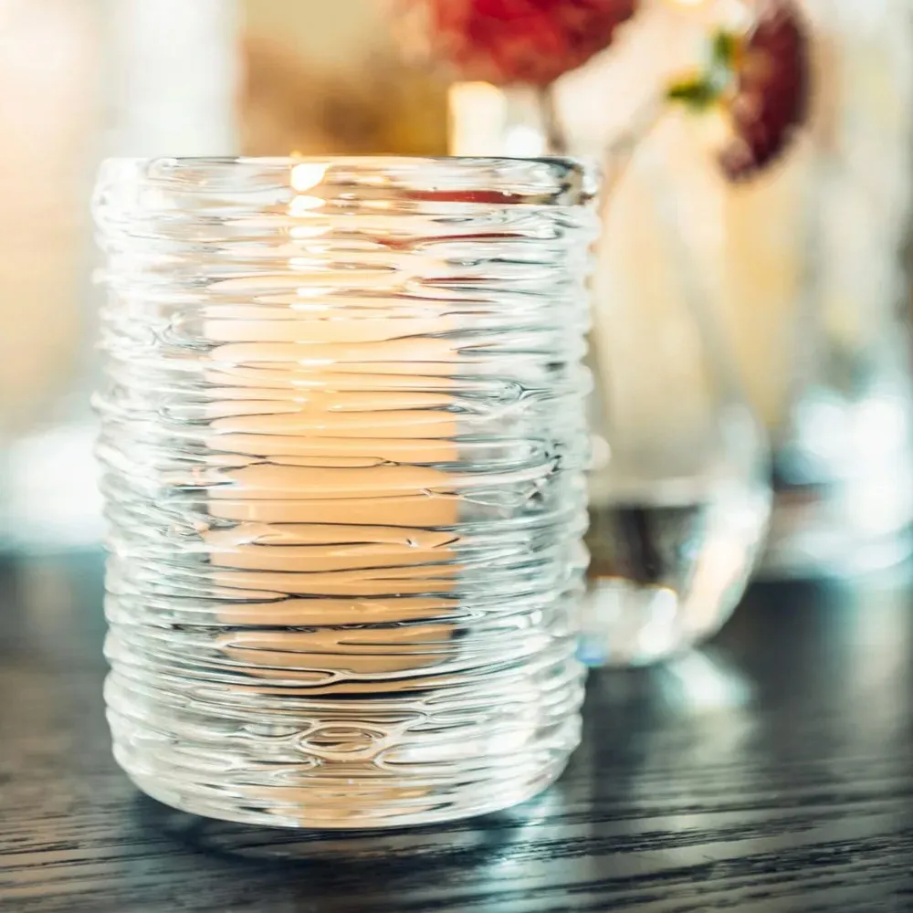 Echo Lake Glass Hurricane Candleholder Set of 2 - Clear