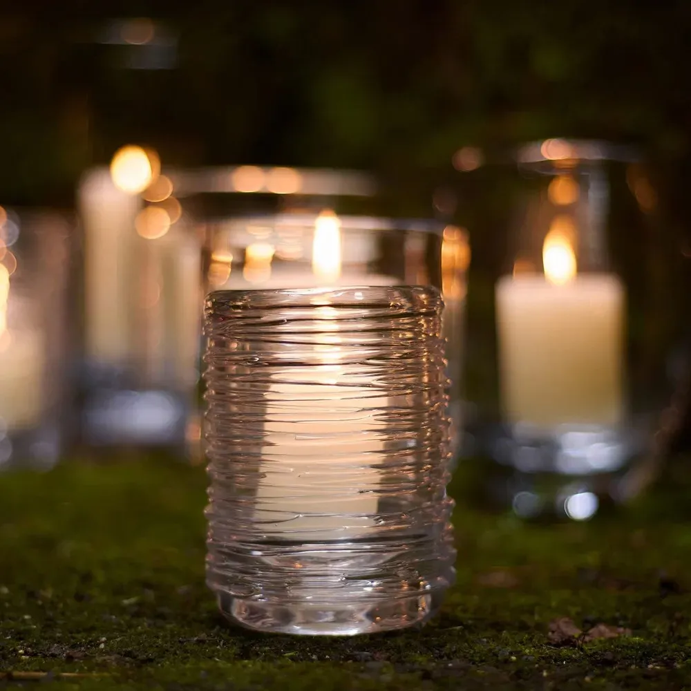 Echo Lake Glass Hurricane Candleholder Set of 2 - Clear