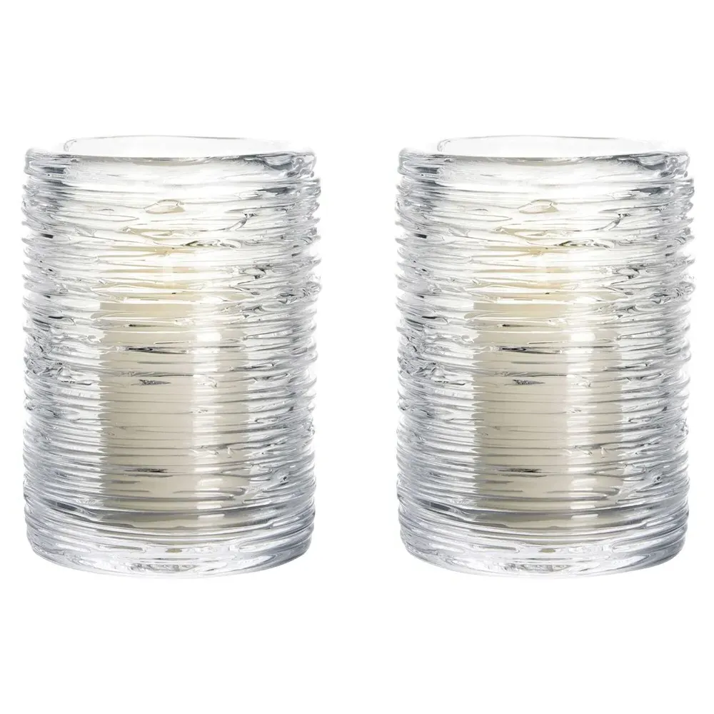Echo Lake Glass Hurricane Candleholder Set of 2 - Clear