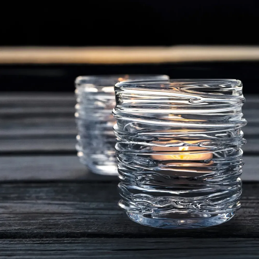 Echo Lake Glass Tealight Candleholder Set of 2 - Clear