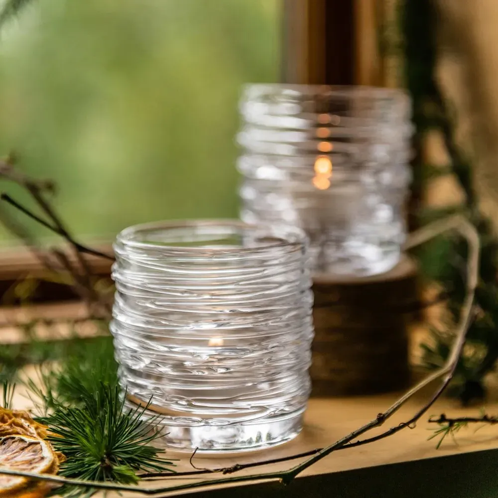 Echo Lake Glass Tealight Candleholder Set of 2 - Clear